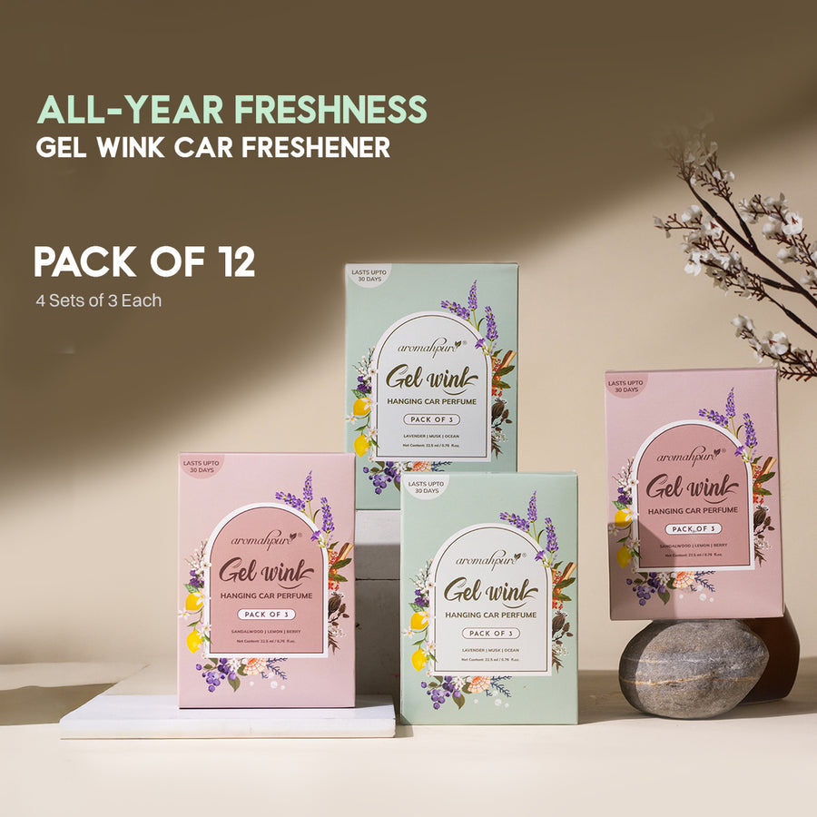 Gel Wink Hanging Car Perfume | Combo of 12 Fragrances | Long Lasting Gel Based Car Air Freshener