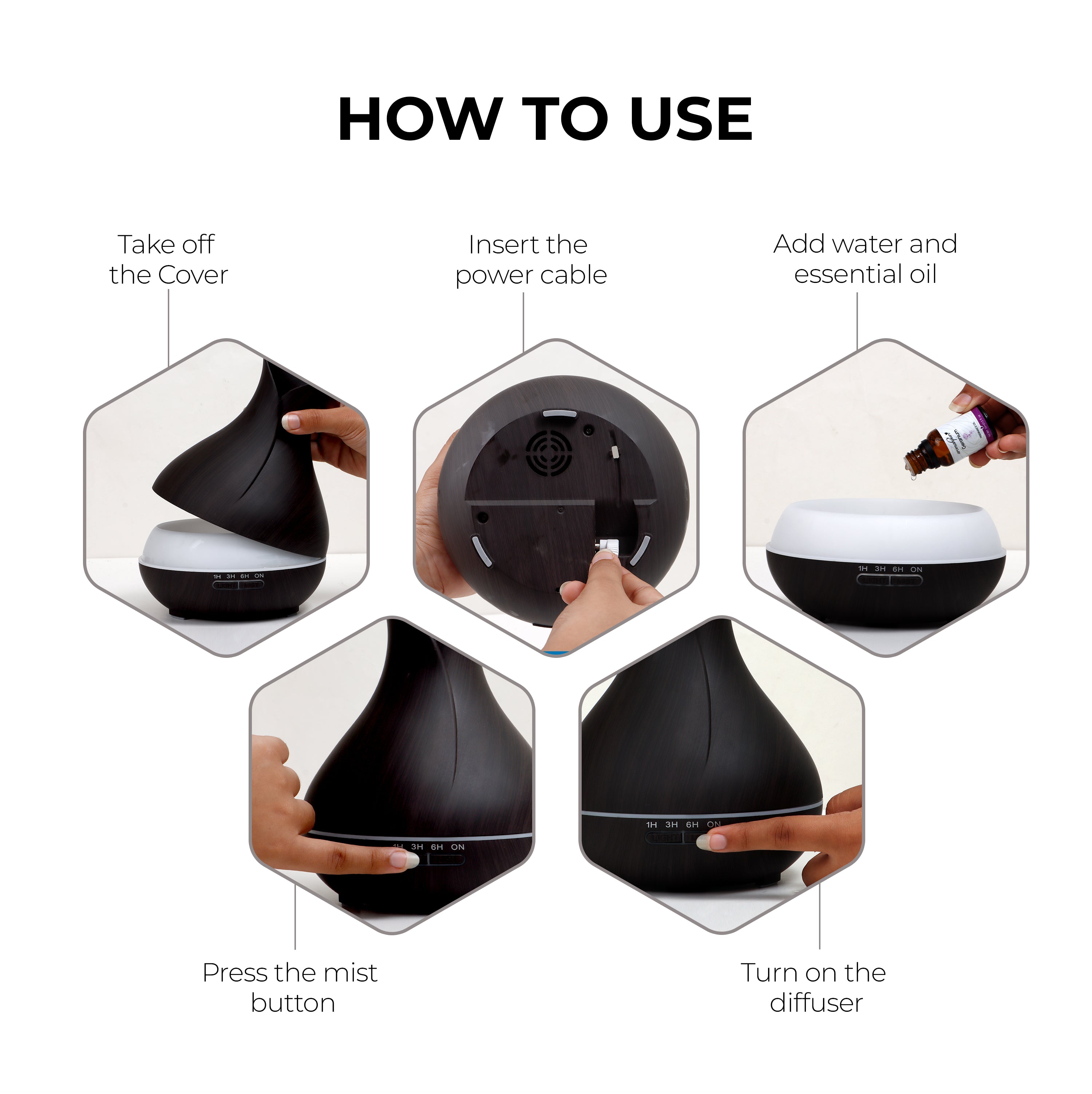 Aromahpure Electric Humidifier for Home & Office - Dark Wood