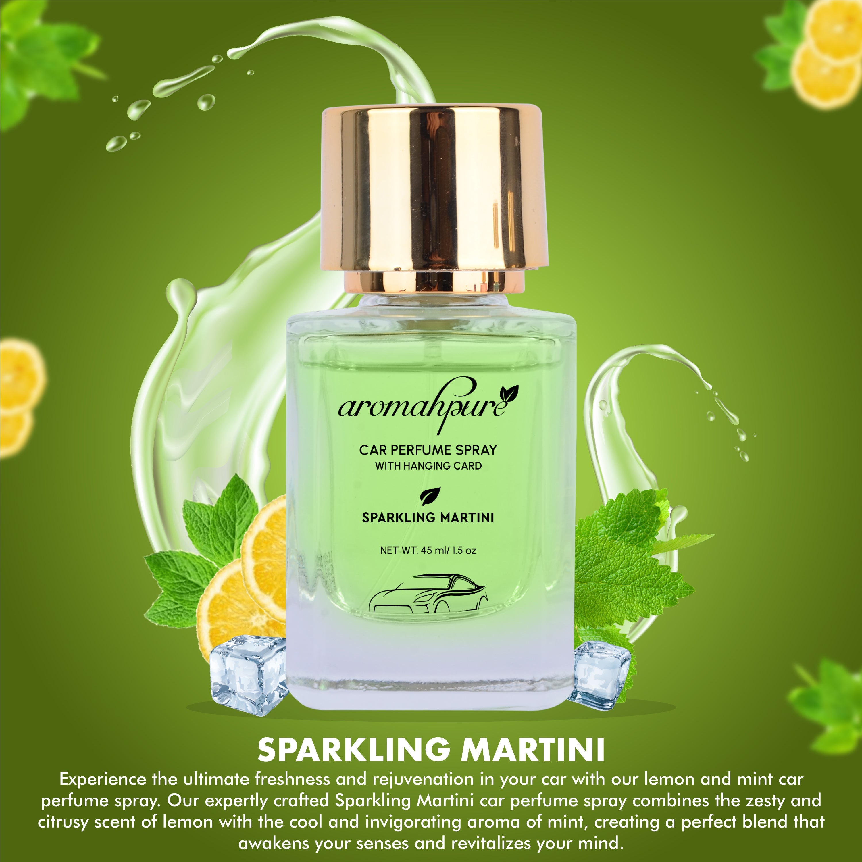 Aromahpure Car Perfume Spray with Hanging Card (Lemon & Mint)