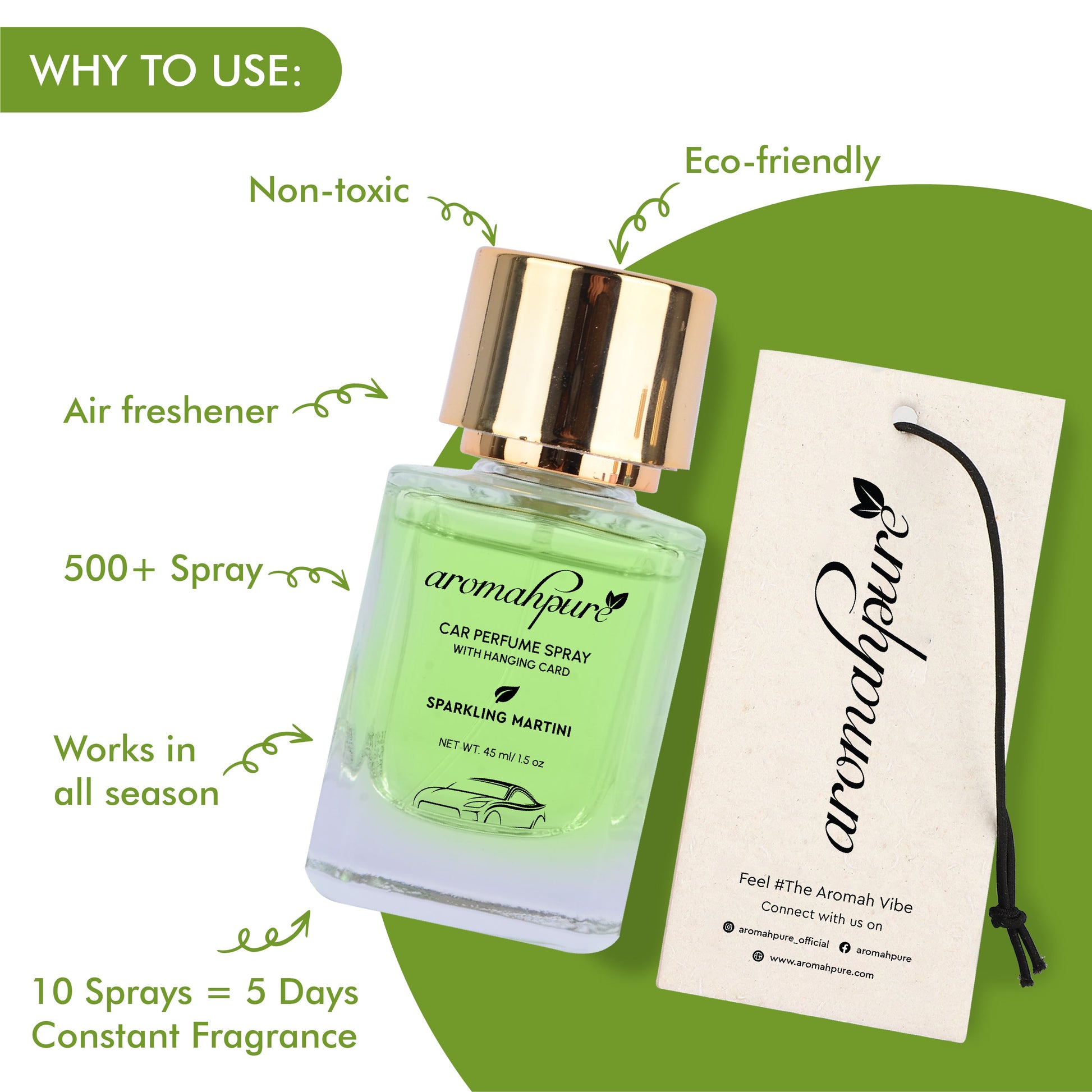 Buy Long Lasting Car Perfume Spray with Hanging Card (Lemon and Mint) –  Aromahpure