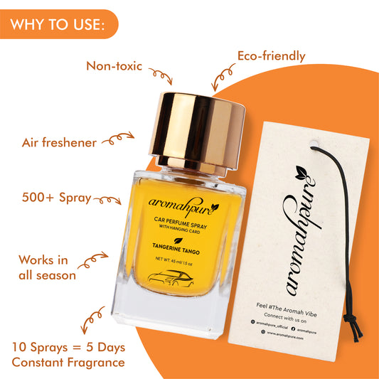 Aromahpure Refreshing Car Perfume Spray with Hanging Card (Orange, Lemongrass)