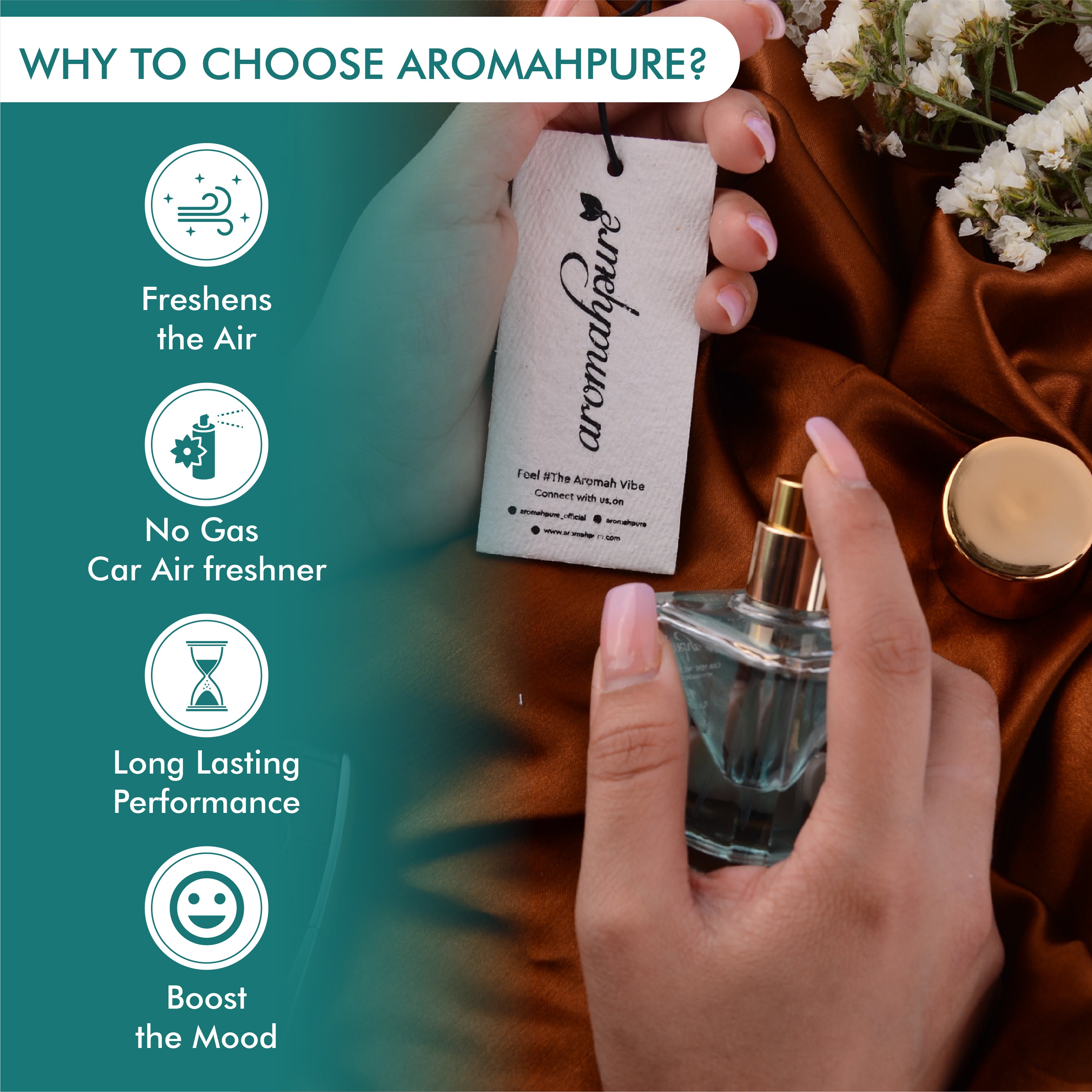 Aromahpure Refreshing Car Perfume Spray with Hanging Card (Aqua)