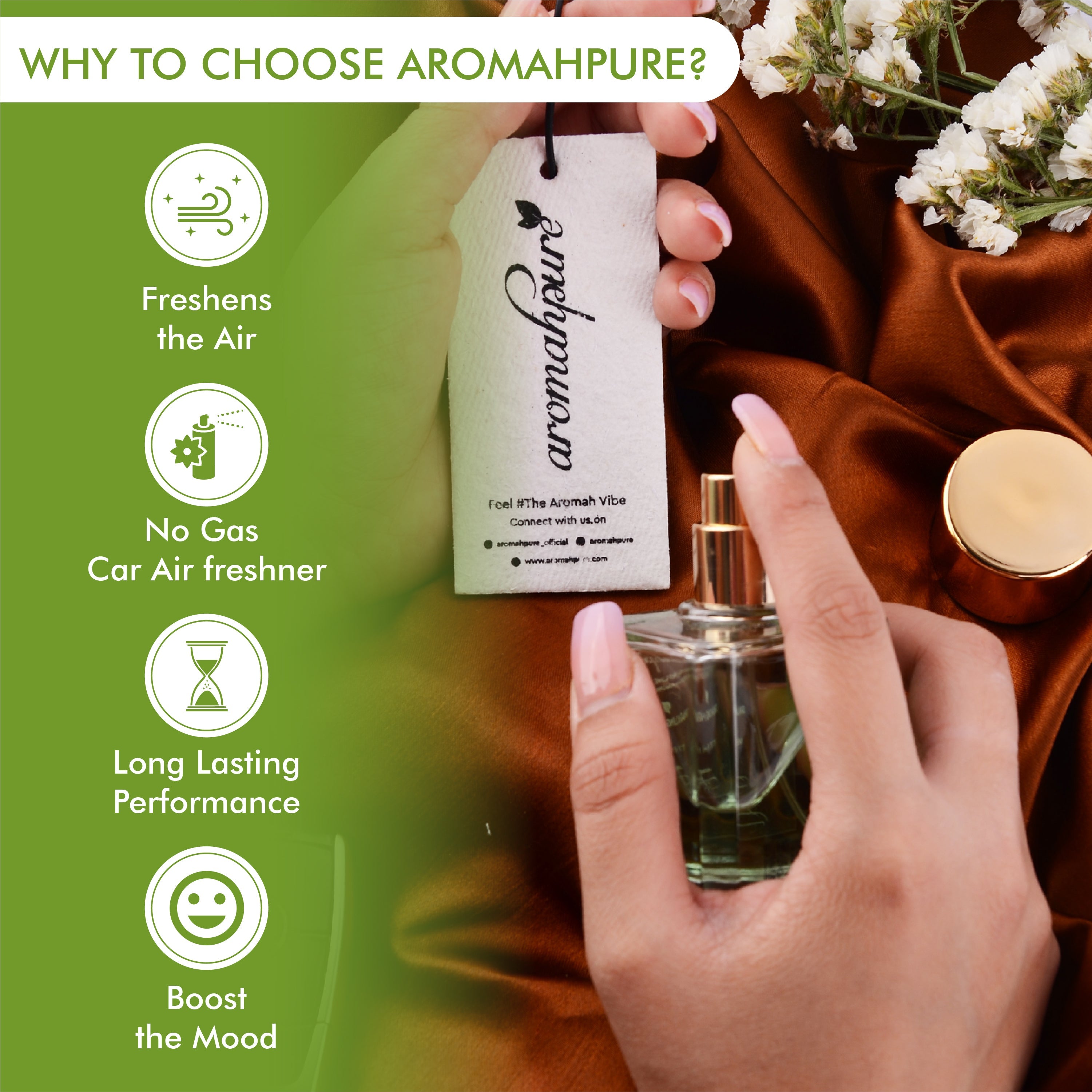 Aromahpure Car Perfume Spray with Hanging Card (Lemon & Mint)