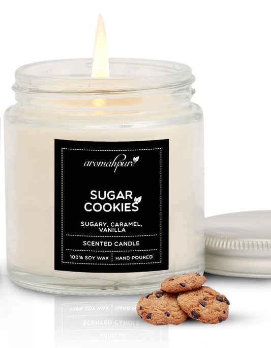 Aromahpure Soy Wax Silver Screw Jar Candles (Sugar Cookies)