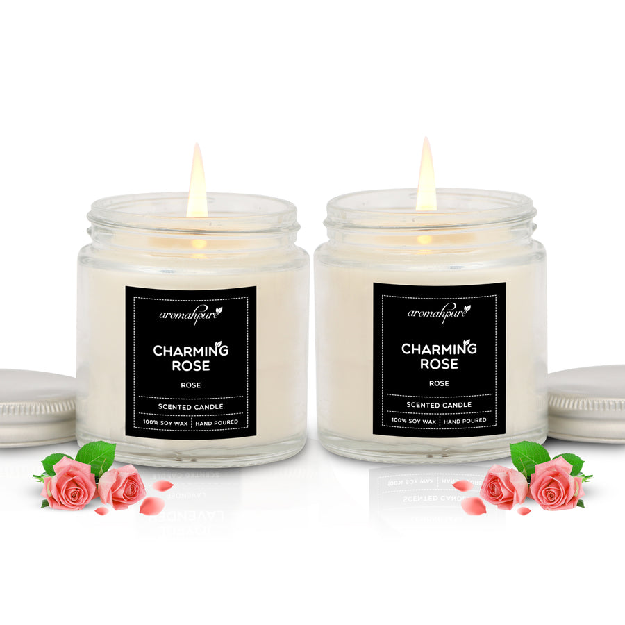 Silver Screw Jar Aroma Candle | Rose | Pack of 2