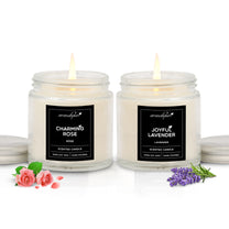 Aromahpure Soy Wax Silver Jar Candles, 55 Hours Burning Time Guaranteed (Rose, Lavender)