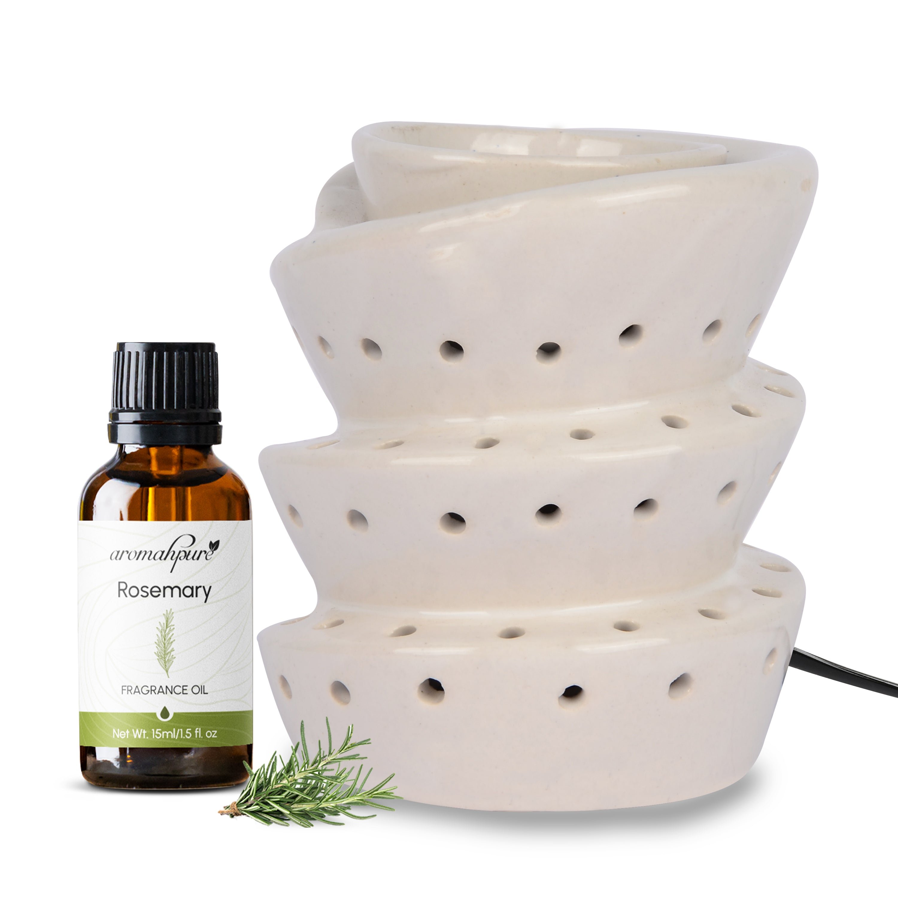 Buy White Spiral Electric Diffuser (Rosemary Fragrance Oil) | Aromahpure