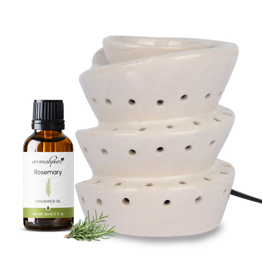 White Electric Ceramic Spiral Diffuser with 15 ml Fragrance Oil ( Refreshing Rosemary )