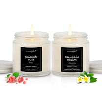 Aromahpure Soy Wax Silver Screw Jar Candles, 55 Hours Burning Time Guaranteed (Rose, Frangipani)