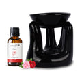 Black Tealight Ceramic Hand Design Diffuser (Charming Rose) + Scented Tealight Candle Pack of 20 - product image
