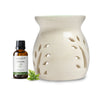 White Tealight Ceramic Leaves Design Diffuser with 15 ml Fragrance Oil (Natural Citronella)