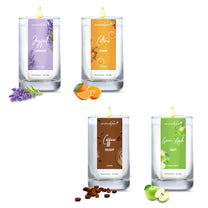 Aromahpure Shot Round Glass Jar Candle (Joyful Lavender, Green Apple Twist, Coffee Delight, Citrus Orange) - Pack of 4