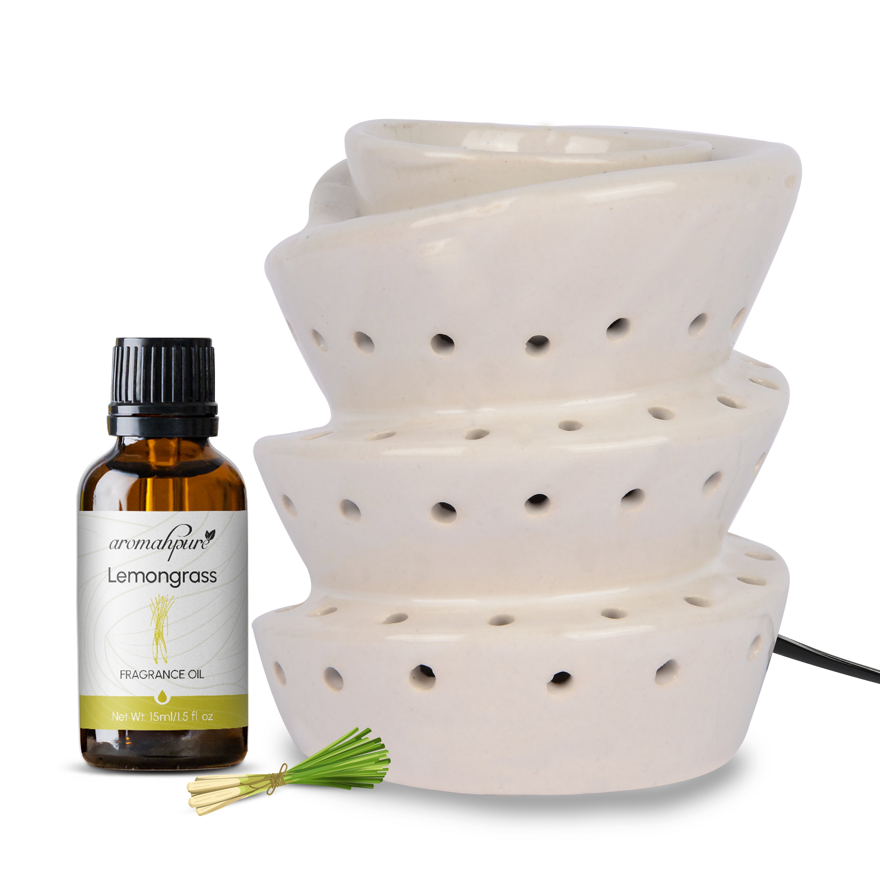 Buy White Spiral Electric Diffuser (Lemongrass Oil) | Aromahpure