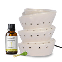 White Electric Ceramic Spiral Diffuser with 15 ml Fragrance Oil ( Thai Lemongrass )