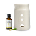 White Tealight Ceramic Cylindrical with Dots Design Diffuser with 15 ml Fragrance Oil (Thai Lemongrass)