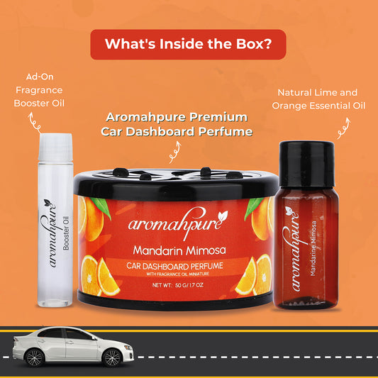 Aromahpure Dashboard Car Perfume with 50 ML Miniature Fragrance Oil (Rose, Lime, Orange, Aldehydes)