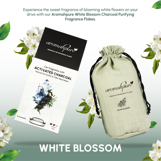Aromahpure Premium Car Perfume Flakes with Activated Charcoal - Floral (White Blossom)