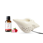 White Electric Ceramic Shell Design Diffuser with 15 ml Fragrance Oil ( Charming Rose )