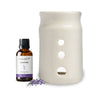 White Tealight Ceramic Cylindrical with Dots Design Diffuser with 15 ml Fragrance Oil (Joyful Lavender)