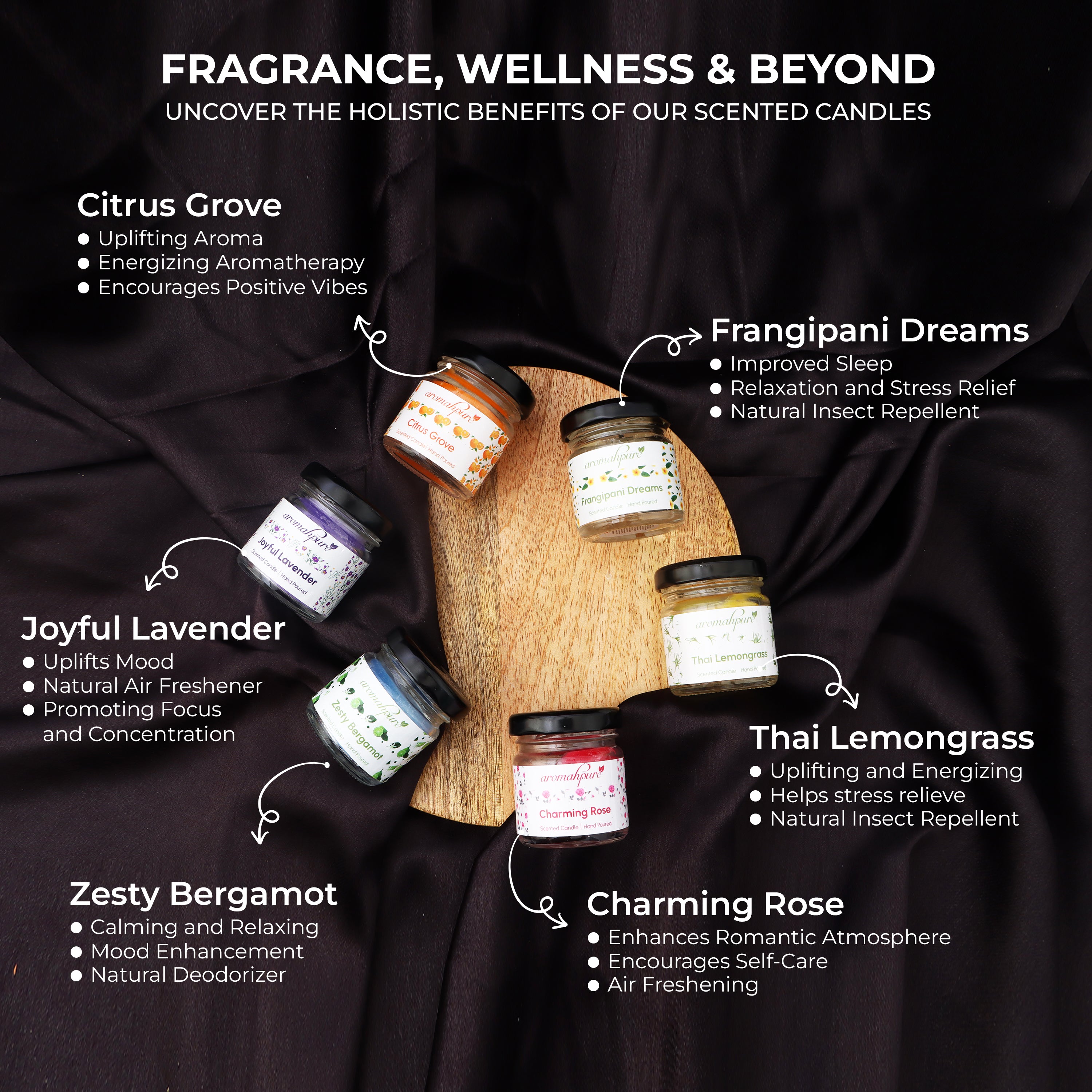 Aromahpure Round Jar Candles Pack of 6 Benefits Overview