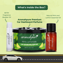 Aromahpure Dashboard Car Perfume with 50 ML Miniature Fragrance Oil (Vanilla, Lemon)