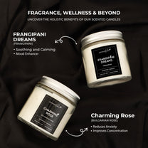 Aromahpure Soy Wax Silver Screw Jar Candles, 55 Hours Burning Time Guaranteed (Rose, Frangipani)