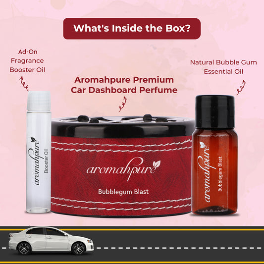 Aromahpure Dashboard Car Perfume with 50 ML Miniature Fragrance Oil (Bubble Gum, Strawberry)