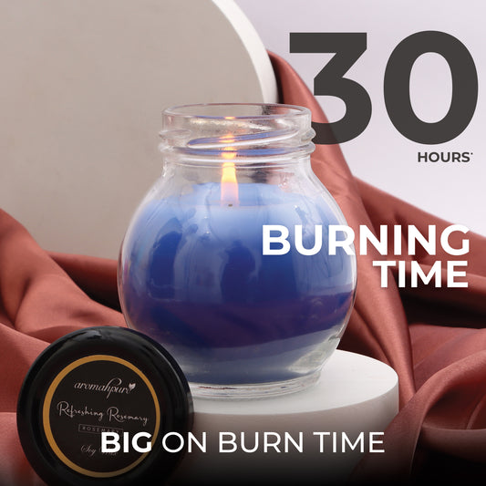 Aromahpure Soy Wax Matki Glass Jar Candles, 30 Hours Burning Time Guaranteed (Refreshing Rosemary)