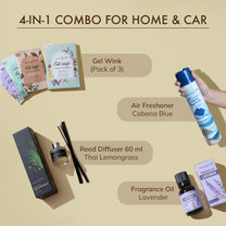 Aromahpure 4 in 1 Fragrance Essentials Combo | Multi Format Fragrance Set for Home and Car