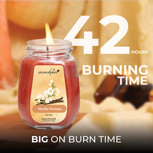Aromahpure Soy Wax Big Octa Jar Candle, 84 Hours Burning Time Guaranteed (Joyful Lavender, Vanilla Fantasy)