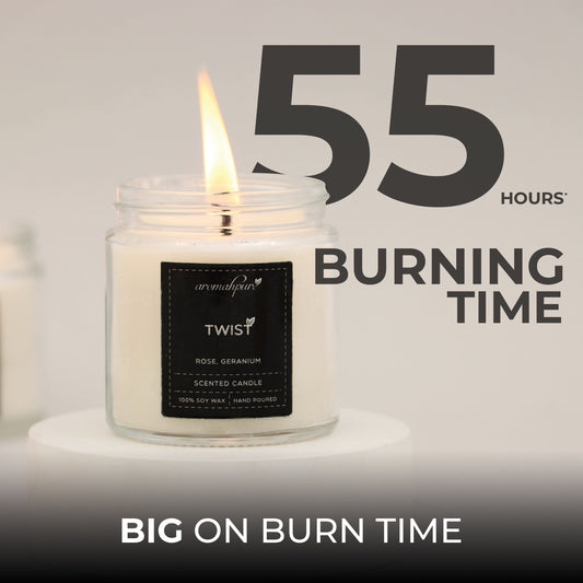 Aromahpure Soy Wax Screw Jar Candles, 55 Hours Burning Time Guaranteed (Lavender, Rose & Geranium)