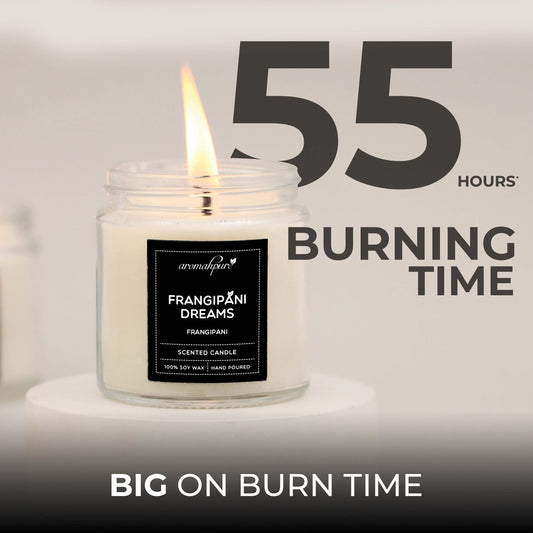 Aromahpure Soy Wax Screw Jar Candles, 55 Hours Burning Time Guaranteed (Rose, Frangipani)