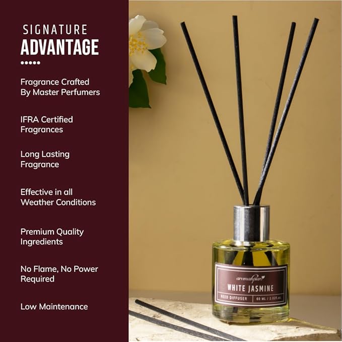 Reed Diffuser - White Jasmine | 60 ML | 4 Reed Sticks