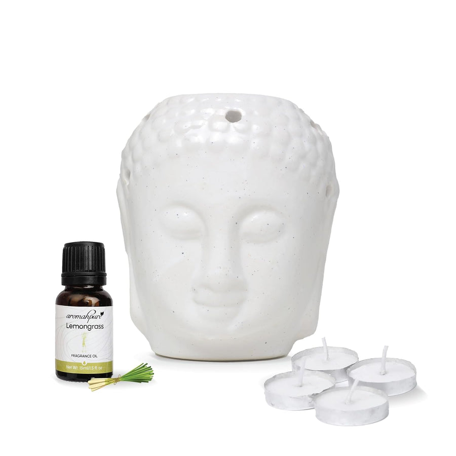 Aromahpure Tealight Ceramic Diffuser Buddha Type White Diffuser for Home, Mandir, Office, Desk Decoratives, Gifting
