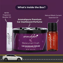 Aromahpure Dashboard Car Perfume with 50 ML Miniature Fragrance Oil (Vanilla, Blackcurrant)