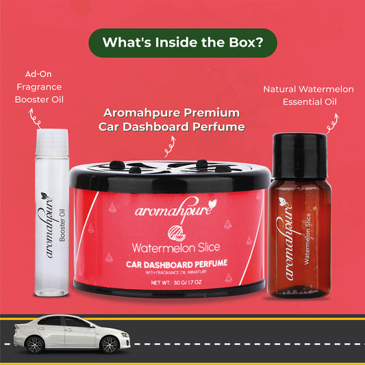 Aromahpure Dashboard Car Perfume with 50 ML Miniature Fragrance Oil (Musk, Watermelon)