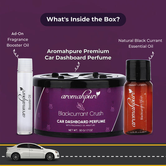 Aromahpure Dashboard Car Perfume with 50 ML Miniature Fragrance Oil (Coffee, Blackcurrant)