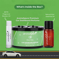 Aromahpure Dashboard Car Perfume with 50 ML Miniature Fragrance Oil (Vanilla, Kiwi)