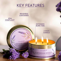 3 Wick Scented Candle Lavender Key Features