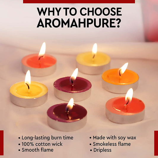 Aromahpure Scented Soy Wax Tealight Candles (10 Grams) (Assorted) Pack of 50, 100