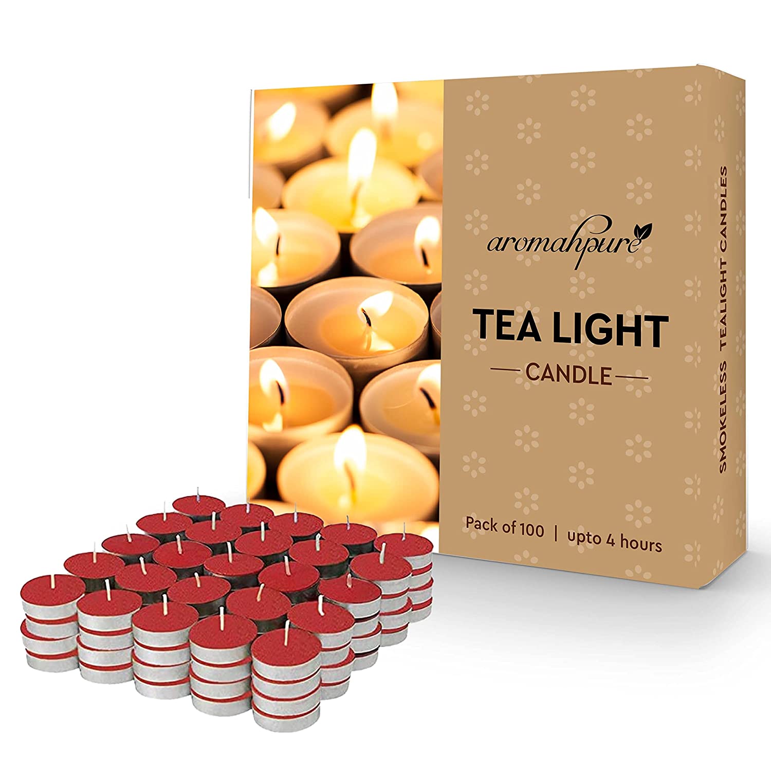 Aromahpure Scented Soy Wax Tealight Candles 10g Rose Pack of 100