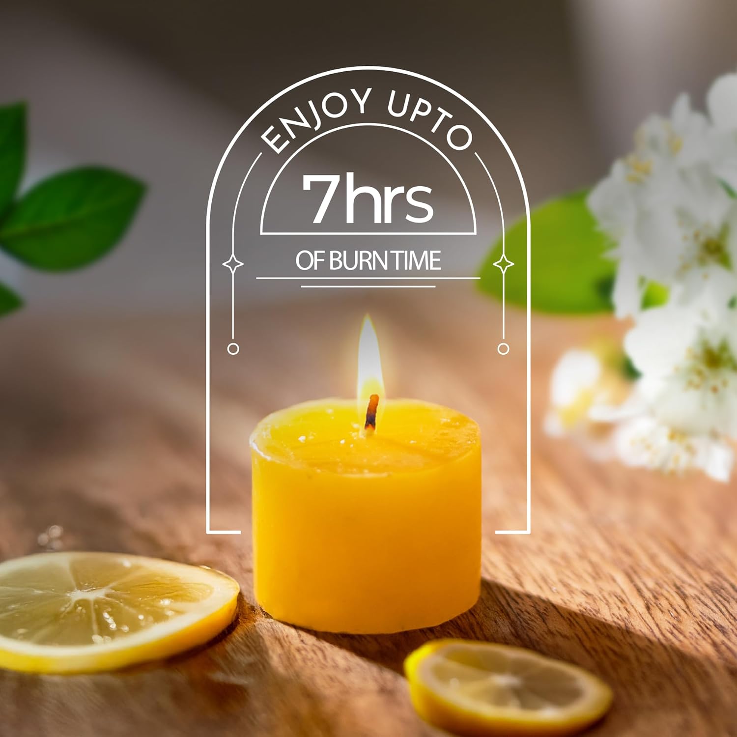Up to 7 hours Burn time of scented candle 