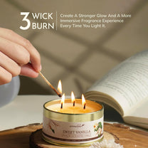 3 Wick Burn Scented Candle Vanilla