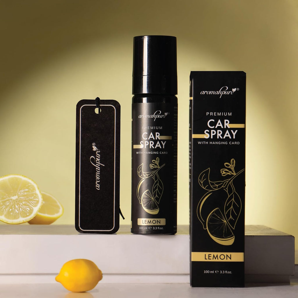 Aromahpure Premium Car perfume spray with hanging card - Lemon Fragrance
