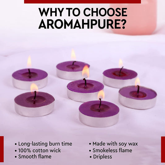 Aromahpure Scented Soy Wax Tealight Candles (10 Grams) (Lavender) Pack of 50, 100