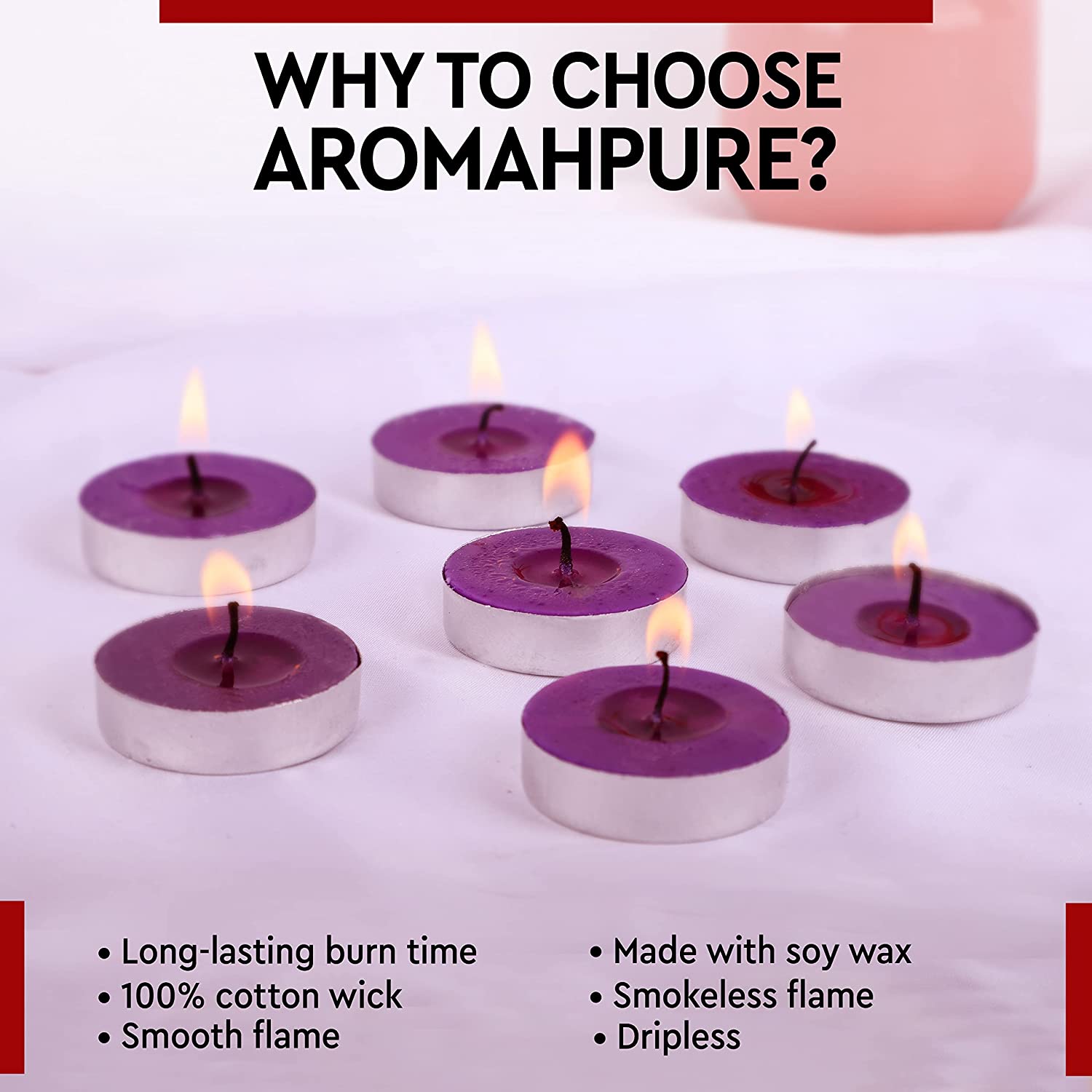 Aromahpure Tealight Candles Lavender Packaging