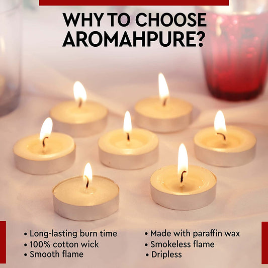 Aromahpure Unscented Tealight wax Candles (8 Grams) Pack of 50, 100, 200
