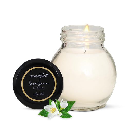 Aromahpure Soy Wax Matki Glass Jar Candles, 30 Hours Burning Time Guaranteed (Joyous Jasmine)