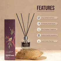 Aromahpure Premium Reed Diffuser | Mahogany | 60 ML with 4 Fiber Reed Sticks Long Lasting Upto 35 Days | Room Freshener for Bedroom, Washroom, Office | Toxin Free, Aromatherapy, Stress Relief