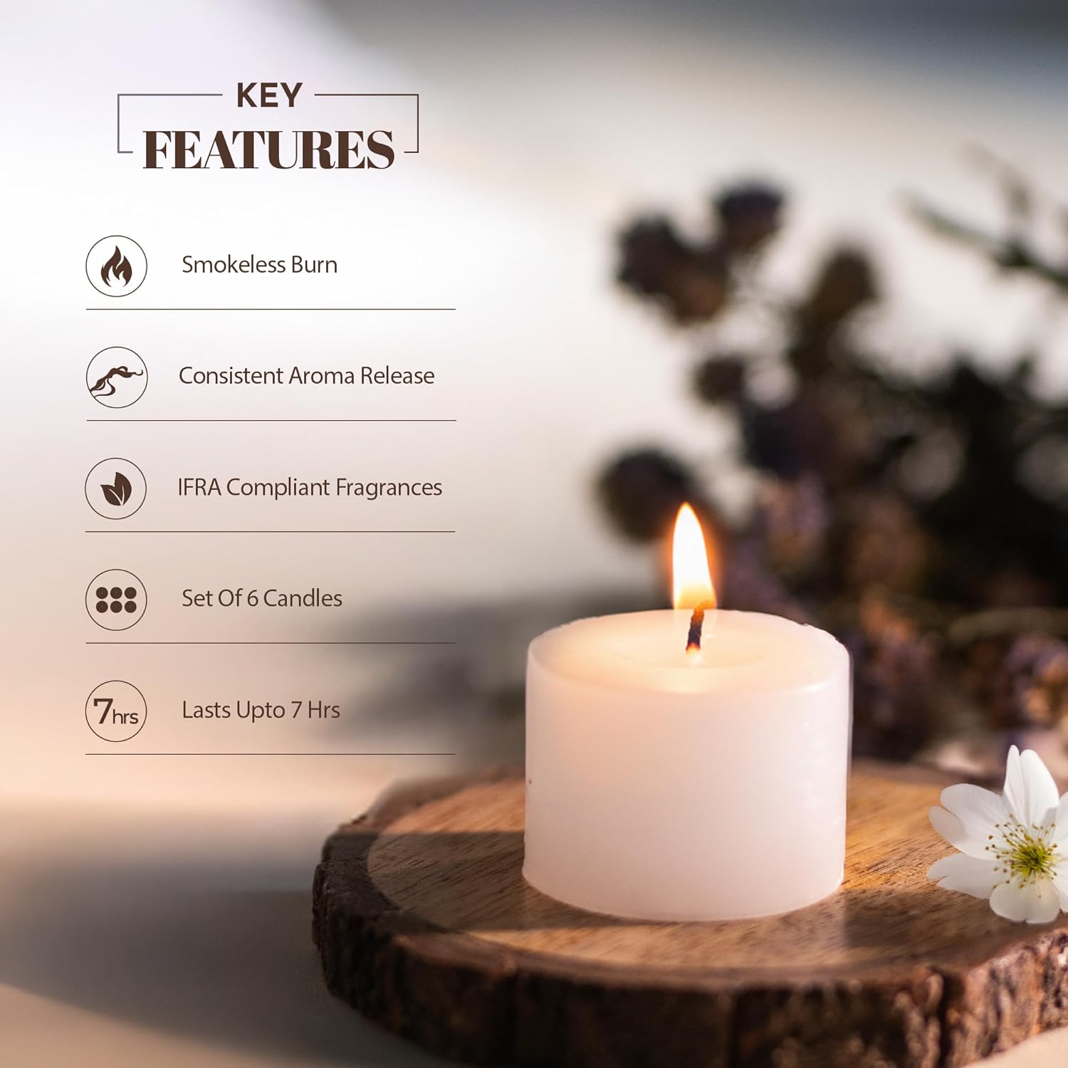 Key features of Vanilla Scented Set of 6 Votive Candles